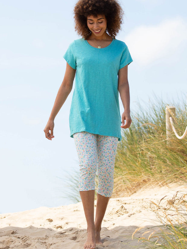 Uphall slub jersey tunic lagoon