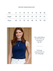 Ashington boat neck sleeveless jersey top