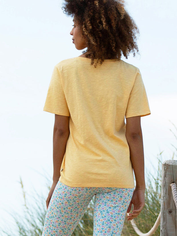 Sandford V-neck slub jersey t-shirt sand