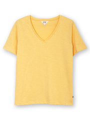 Sandford V-neck slub jersey t-shirt sand