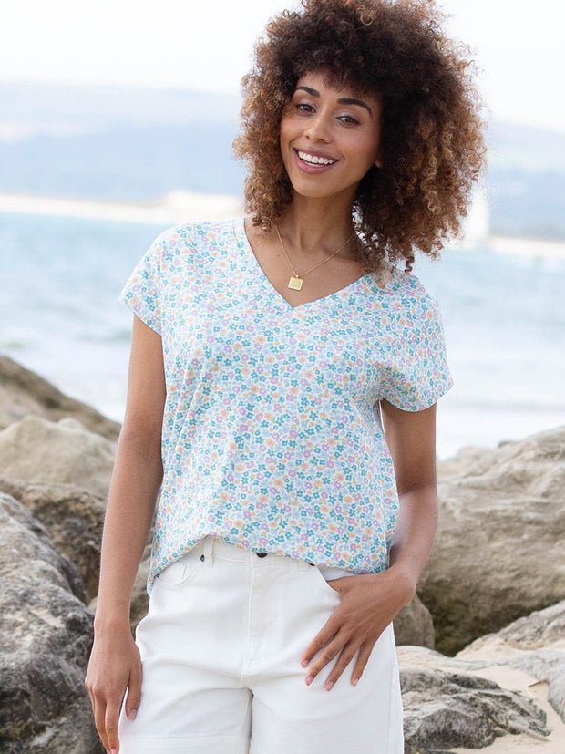 Coombe jersey t-shirt meadow ditsy soft