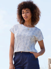 Alum slub jersey top heritage floral