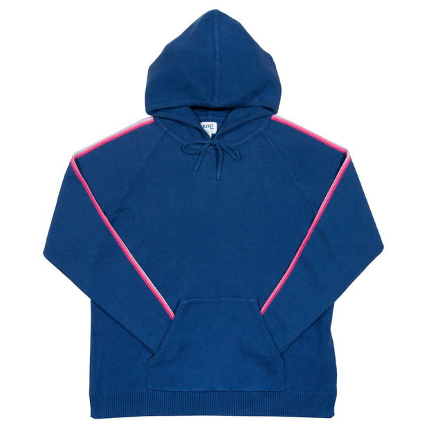 Flat shot of hinton knit hoody navy