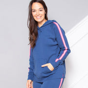 Woman in hinton knit hoody navy