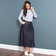 Woman in allington denim skirt