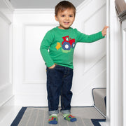 Boy in denim pull ups