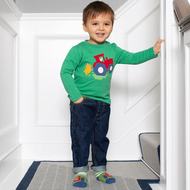 Boy in denim pull ups