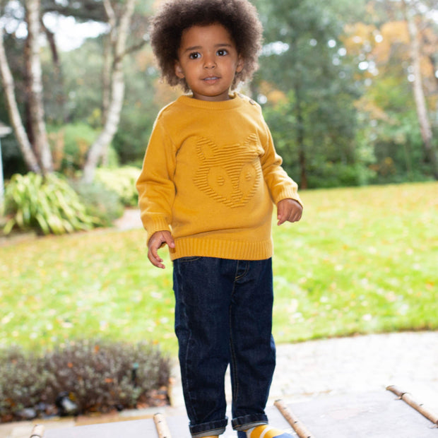 Boy in denim pull ups
