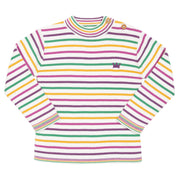 Flat shot of stripy crown jumper
