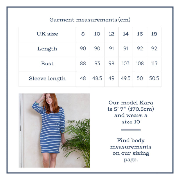 Flat shot of durdle door dress navy