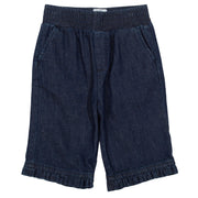 Flat shot of rainbow denim crops