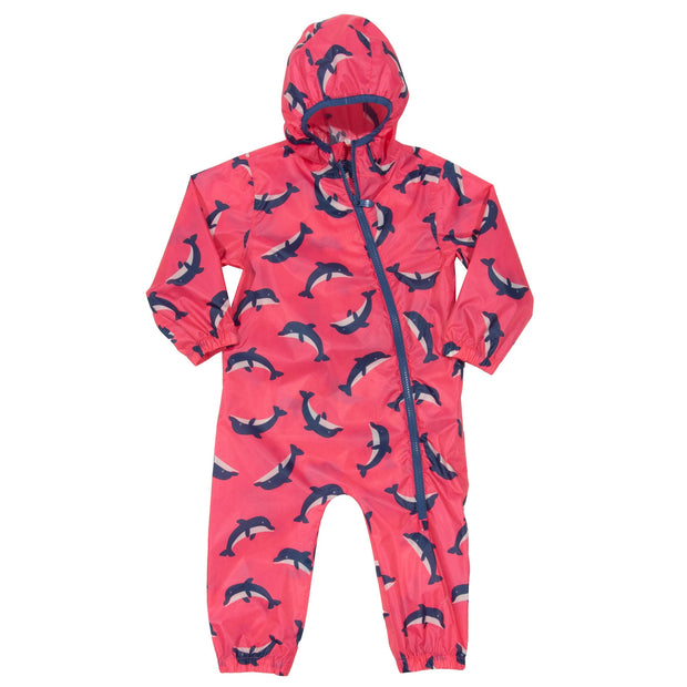 Flat shot of dolphin puddlepack suit