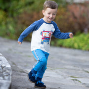 Boy in mini side stripe joggers