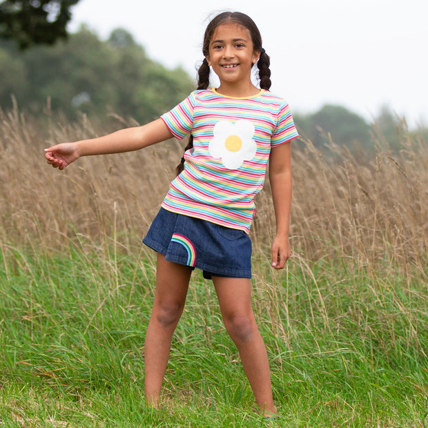 Girl in flower power t-shirt