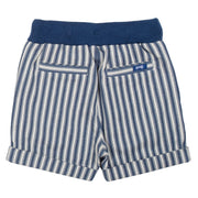 Flat shot of ticking turn-up shorts