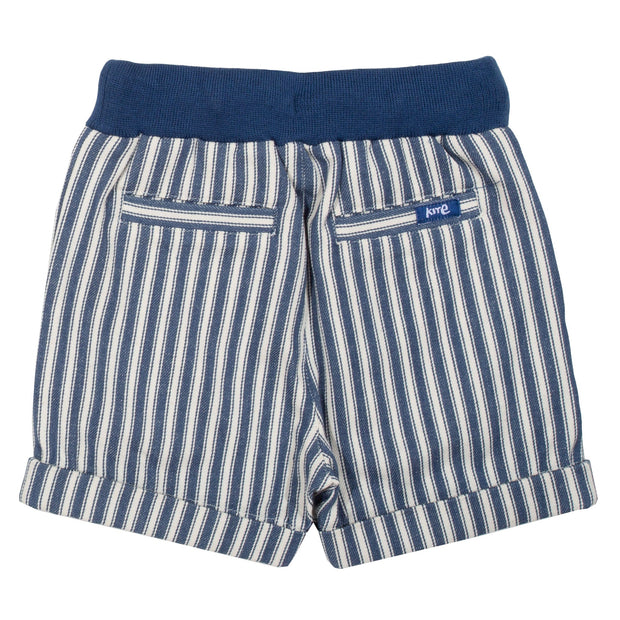 Flat shot of ticking turn-up shorts