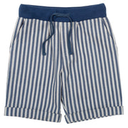 Flat shot of ticking turn-up shorts