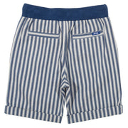 Flat shot of ticking turn-up shorts