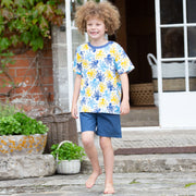 Boy in octopus pyjamas