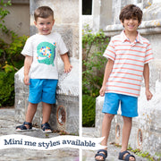 Woman in kimmeridge shorts blue