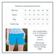 Flat shot of kimmeridge shorts blue