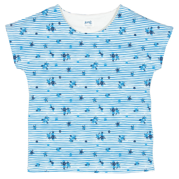 Flat shot of alum jersey top stripy ditsy