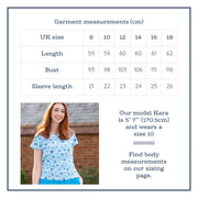 Flat shot of alum jersey top stripy ditsy