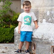 Boy in curly croc t-shirt