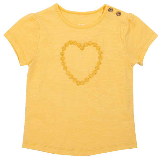 Flat shot of daisy heart t-shirt