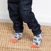 Boy in digger socks