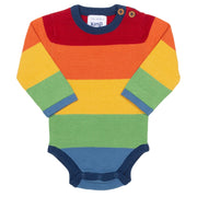 Flat shot of bright stripe knit body