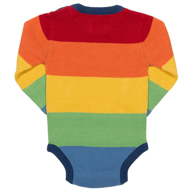 Flat shot of bright stripe knit body