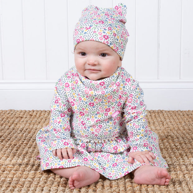 Baby girl in home ditsy bodydress