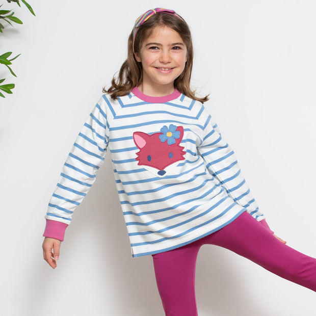 Girl in foxy flower sweatshirt