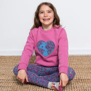 Girl in planet love sweatshirt