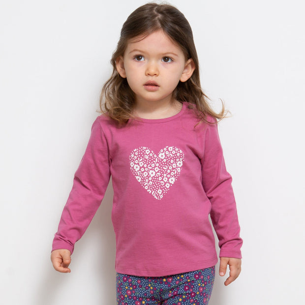Girl in ditsy heart t-shirt