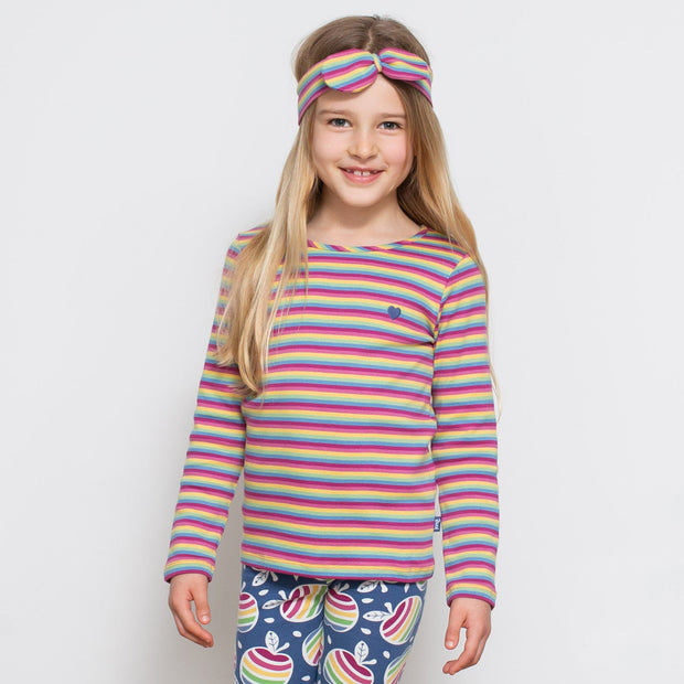 Girl in rainbow heart t-shirt