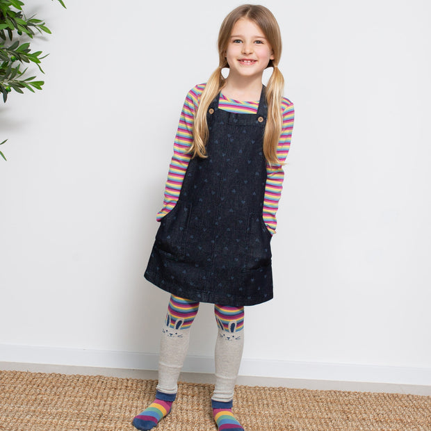 Girl in rainbow heart t-shirt