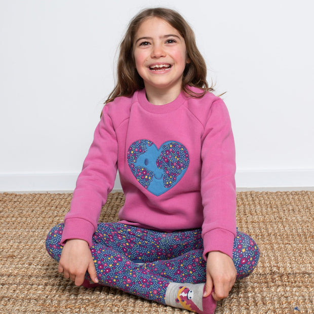 Girl in home ditsy leggings