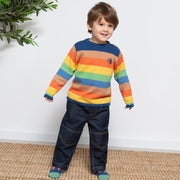Boy in digger stripe jumper