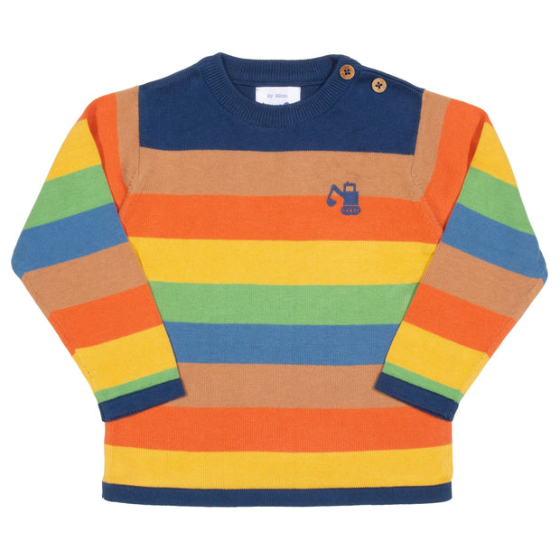 Flat shot of digger stripe jumper