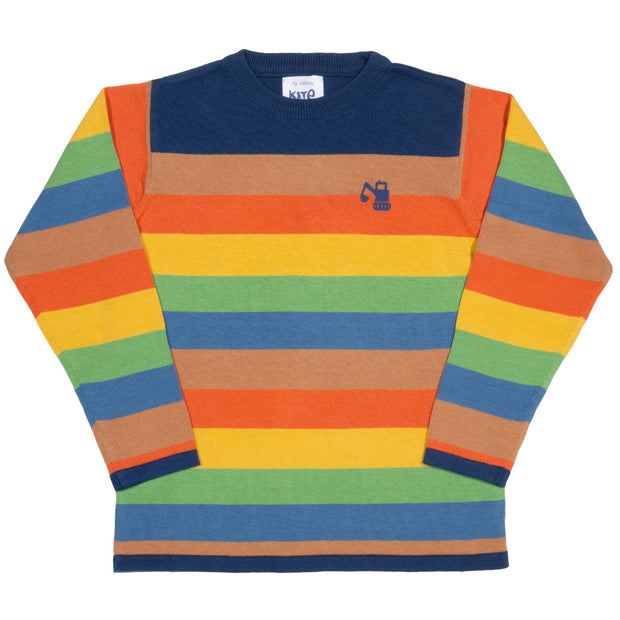 Flat shot of digger stripe jumper