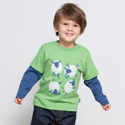 Boy in baa baa boogie t-shirt