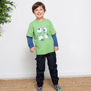 Boy in baa baa boogie t-shirt