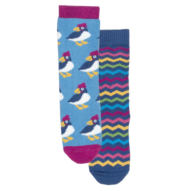 Flat shot of puffling cosy socks