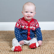 Baby in fair isle cardi
