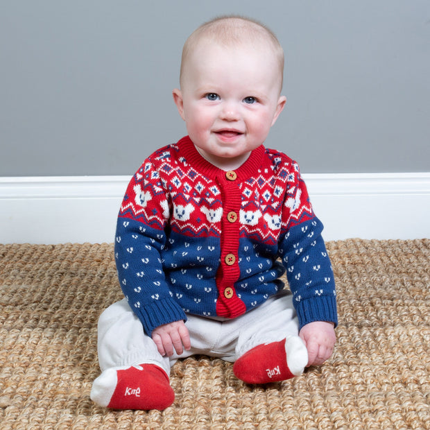 Baby in fair isle cardi