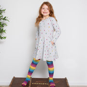 Girl in rainbow tights