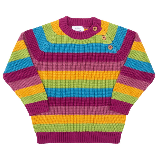 Flat shot of chunky rainbow jumper