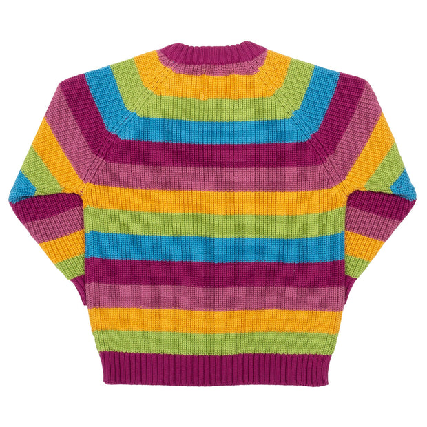 Flat shot of chunky rainbow jumper